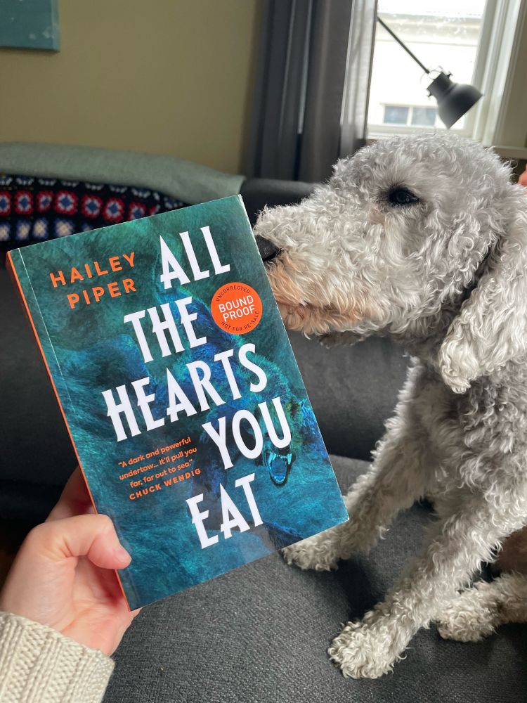 Thank you @DanCarpenter85 and @TitanBooks for sending me an arc of All The Hearts You Eat by @HaileyPiperSays. It looks gorgeous to me, apparently smells very intriguing to Uggi and I can’t wait to dive in!