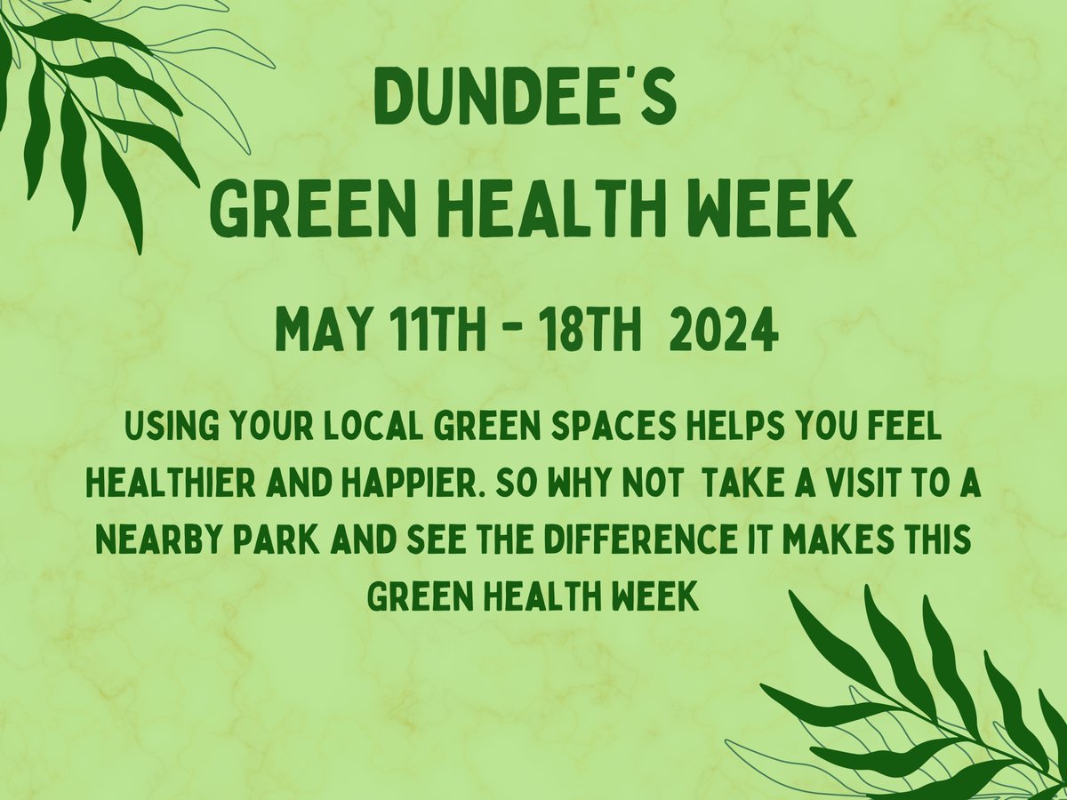 This #GreenHealthWeek, why not get moving - out to your local parks, paths & greenspaces? You’ll feel the physical & mental health benefits and come back refreshed! Find out more about what's happening in Dundee during Green Health Week at sway.cloud.microsoft/R30QErFh1t5kEn…
