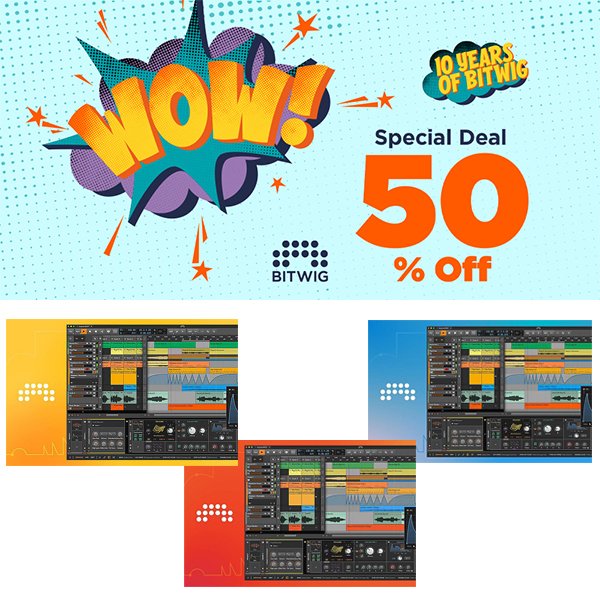 mhfriends's tweet image. 音楽制作ソフトウェア「BITWIG STUDIO」10周年記念セール開催🚩🚩

すべてのグレード・エディションが、なんと"50%オフ"👀🔥

期間限定なので、お買い逃しなく🏃‍♀️💨

mh-friends.com/blog/2024/05/1…

#BITWIGSTUDIO