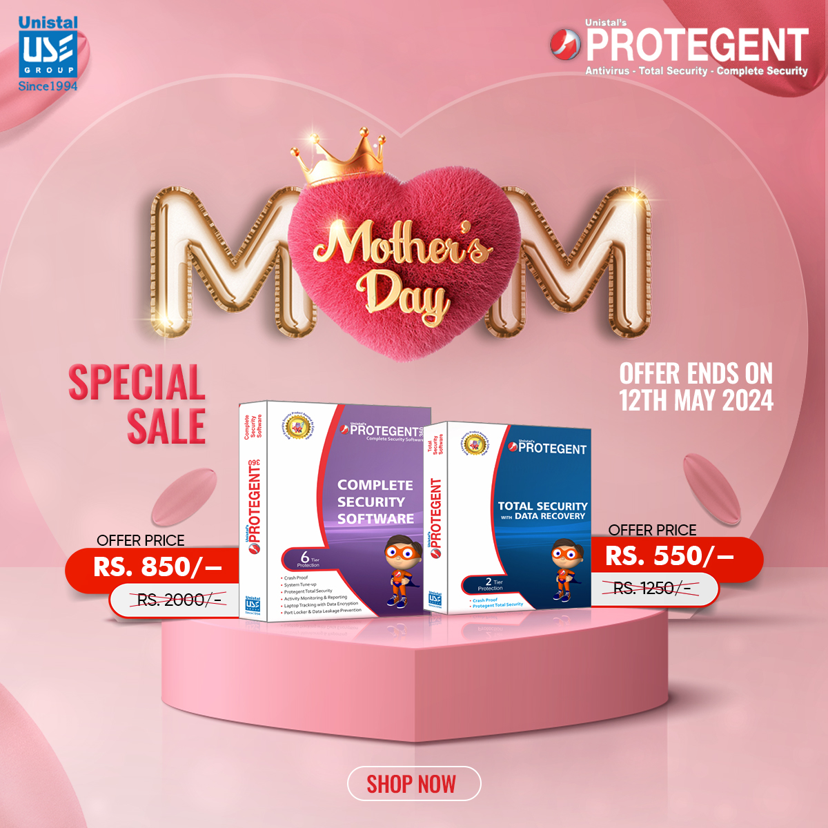 Now, purchase Protegent Total Security for Rs.550 & Complete Security for Rs. 850. 
Grab this 'Hearting Deal' on or before 12th May'24. Buy today at protegent360.com 

#MothersDay #CyberSecurity #ProtegentProtection #PeaceOfMind #SecureTomorrow #LimitedTimeDeal