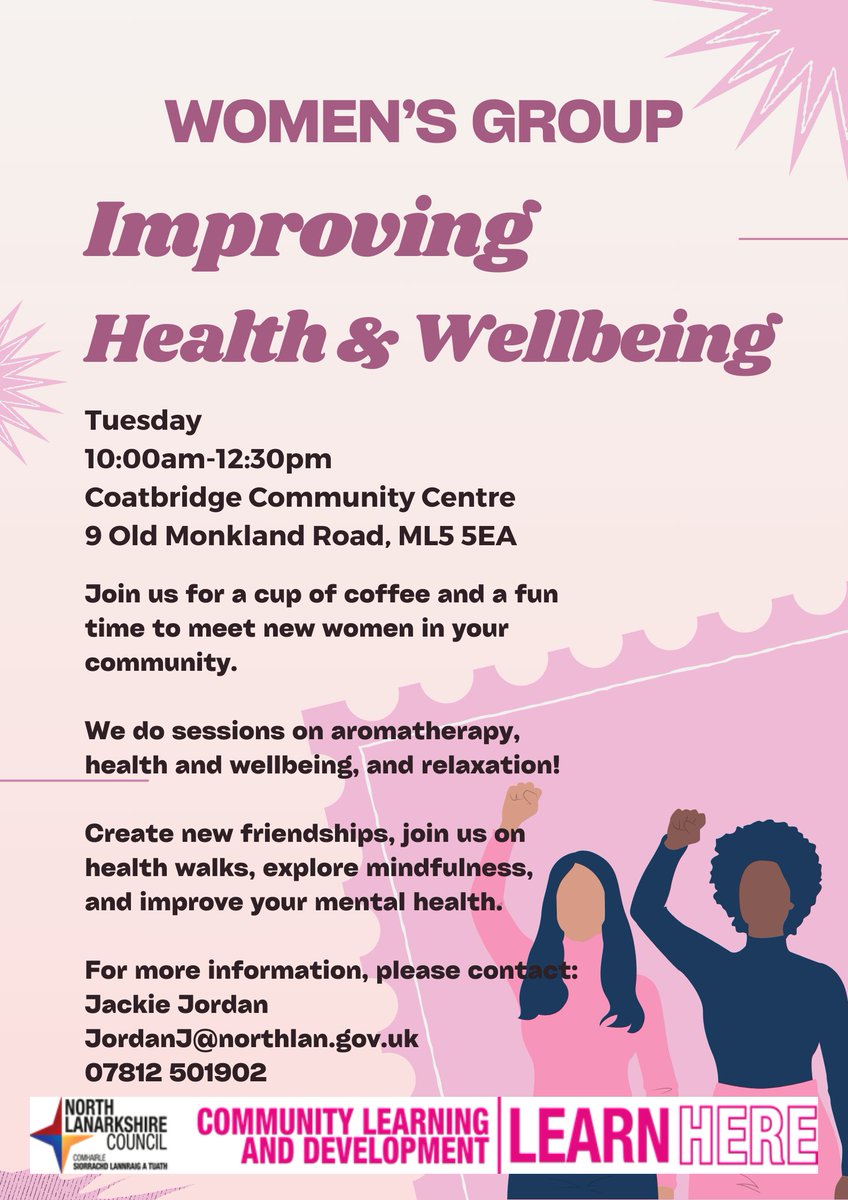 Are you a women in Coatbridge who would like to improve your health & well-being?
Want to meet new people?
Want to learn new skills?
Come along to our Women's Group on a Tuesday.
Contact Jackie for further information or send us a DM.
#BecauseOfCLD #AdultLearningMatters