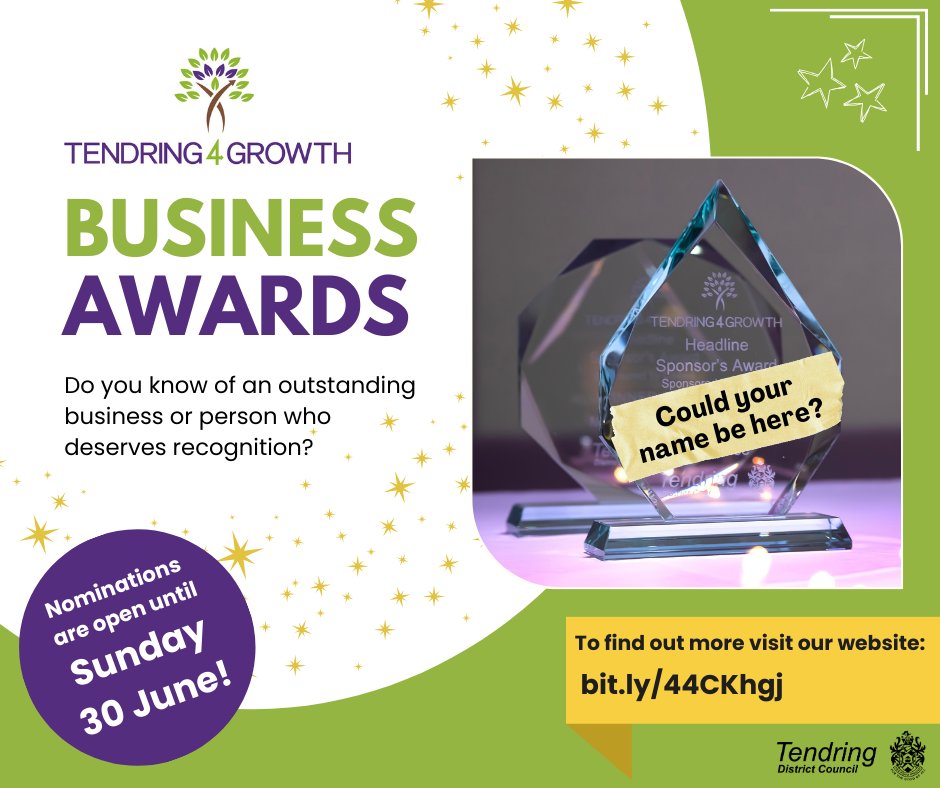 Help us find the real business heroes in our community by sharing your nominations for the Tendring4Growth Business Awards 2024 -sponsored by @ColbeaBizAdvice ! To find out more and nominate, visit the link in the photo before 30 June!