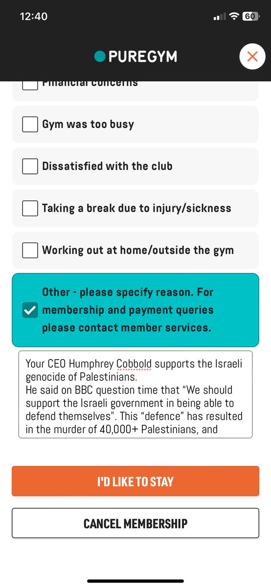 .@PureGym - I have just cancelled my membership, I know of many others cancelling their membership today and many who will be cancelling and boycotting once word spreads.