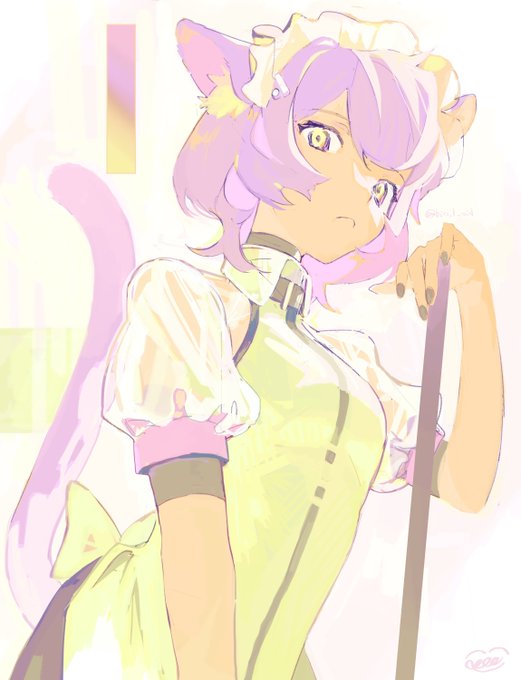 「cat girl purple hair」 illustration images(Latest)