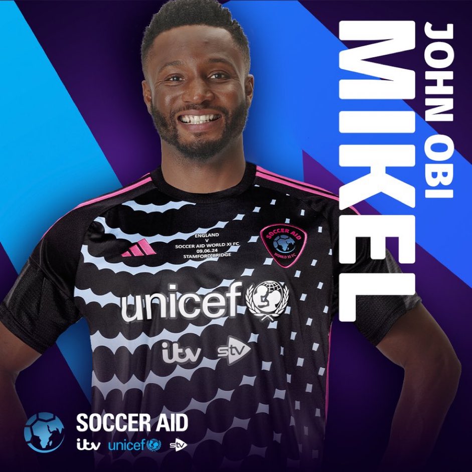 OFFICIAL: Former #Chelsea midfielder John Obi Mikel will play for World XI at 2024 #SoccerAid, which takes place at Stamford Bridge next month.