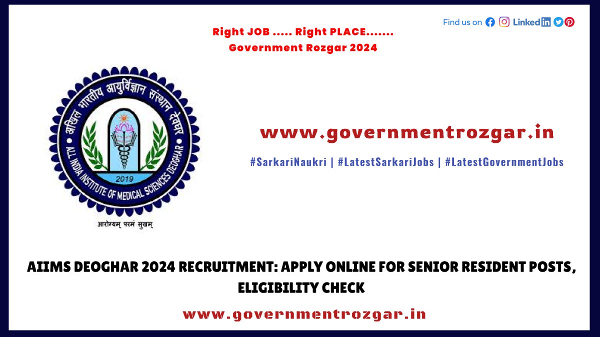 governmentrozgar.in/aiims-deoghar-…

@govtrozgar
#AIIMSDeoghar #JobOpportunity #SeniorResident #Recruitment2024 #ApplyNow #EligibilityCheck #MedicalJobs #CareerOpportunity #HealthcareCareers #JobSearch #MedicalProfessionals #AIIMSJobs #OnlineApplication #JobOpening