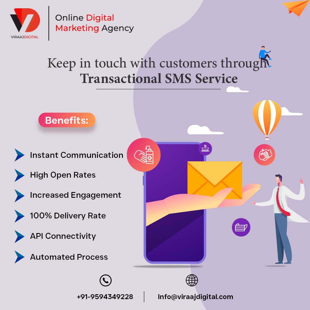 #Transactional #SMS services offered by #Viraaj Digital help businesses take care of their customers by providing important information regarding their purchase of #products, delivery status, #new product launches, etc. in a timely #manner. 
Visit Here: viraajdigital.com