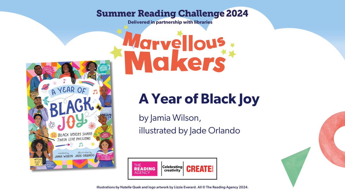 We’re delighted that A Year of Black Joy is on this year’s #SummerReadingChallenge book list! This summer, @readingagency will be teaming up with @createcharity to spark children’s imagination through books. Find out more about #MarvellousMakers bit.ly/marvellous-mak…