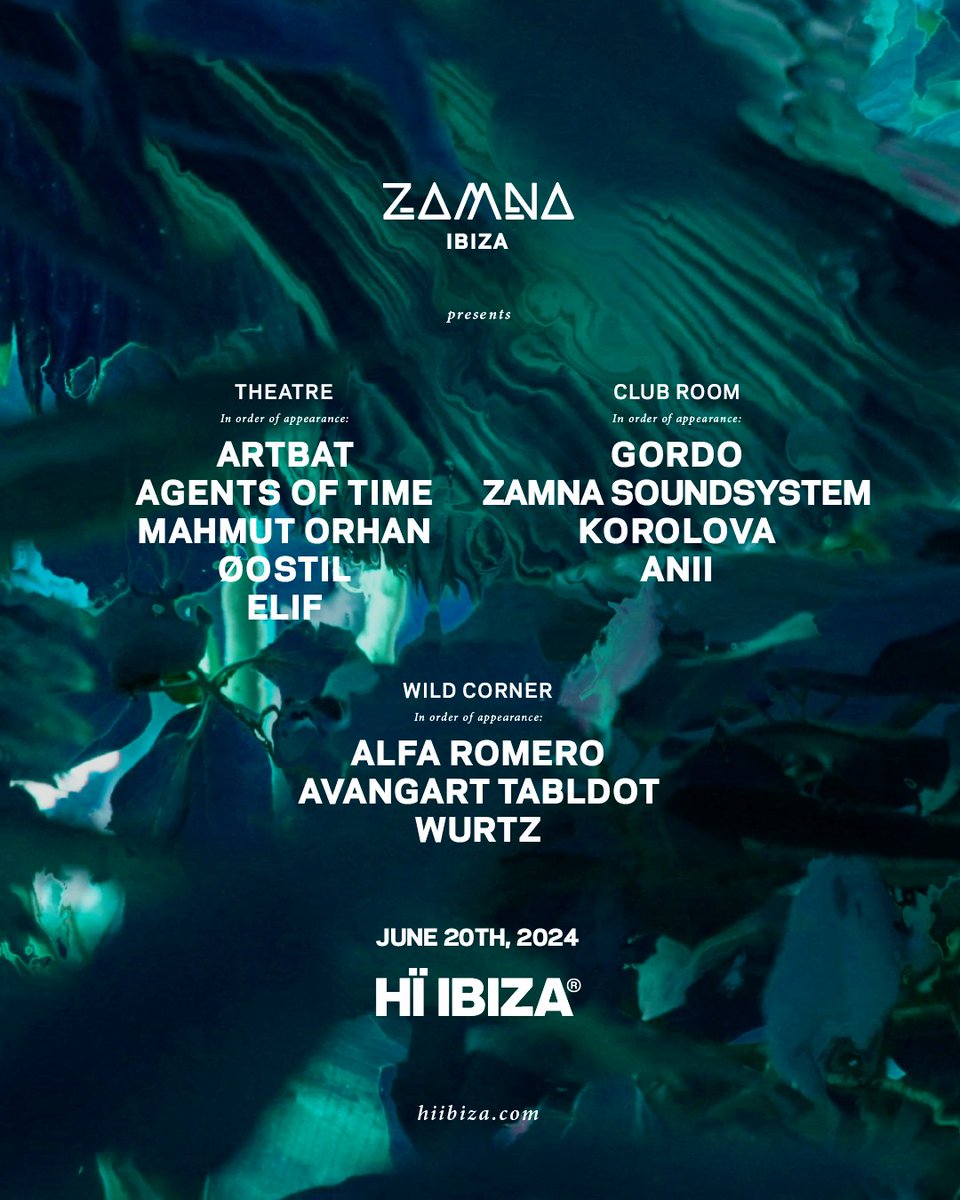 Zamna Ibiza takeover. Thursdays, June 20th & September 12th. A-Z lineup for Part I is out now. Tickets/VIP Bookings via: l.hiibiza.com/KnrgBe #Zamna #HiIbiza #Ibiza2024