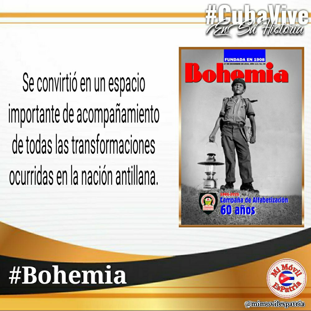 Muchísimas felicidades por el Aniversario de fundada la revista Bohemia, considerada decana del periodismo investigativo en la región. #CubaViveEnSuHistoria #PinardelRío #CubaMined