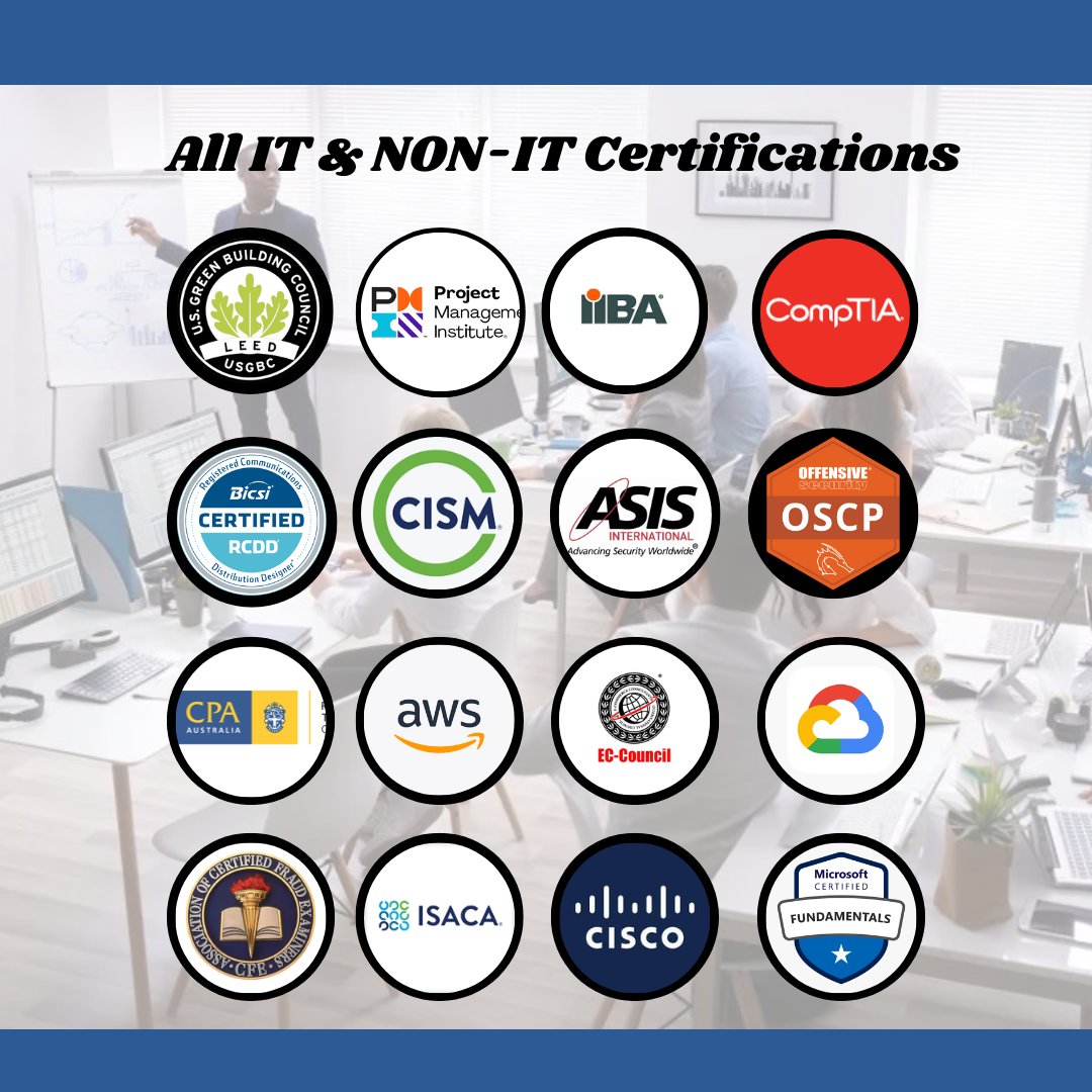 angelaa48859778's tweet photo. Unlock endless opportunities with our comprehensive array of IT &amp; Non-IT certifications! Pay After Pass. Join us and unleash your full potential today! 
Follow My Facebook Channel: https://t.co/6yKaoLyHCk
#CertificationJourney #SkillsMatter https://t.co/IhwjypbwIS