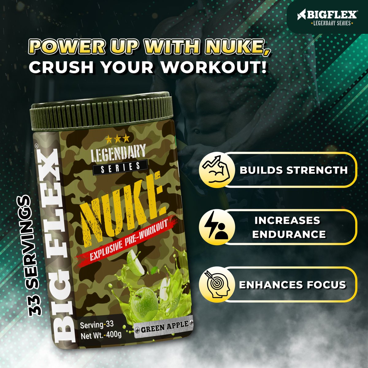 Unlock Your Ultimate Power with BigFlex Nuke Pre-Workout! ⚡️💪

✨ Ignite Your Focus
✨ Supercharge Muscle Pump
✨ Elevate Endurance
✨ Maximize Strength Gainz

#prewokout #prewokouts #prewokoutdrink #fitness #fit #fitmom #fitness #fitgirls #fitnessmodel #fitnesslifestyle  #gym