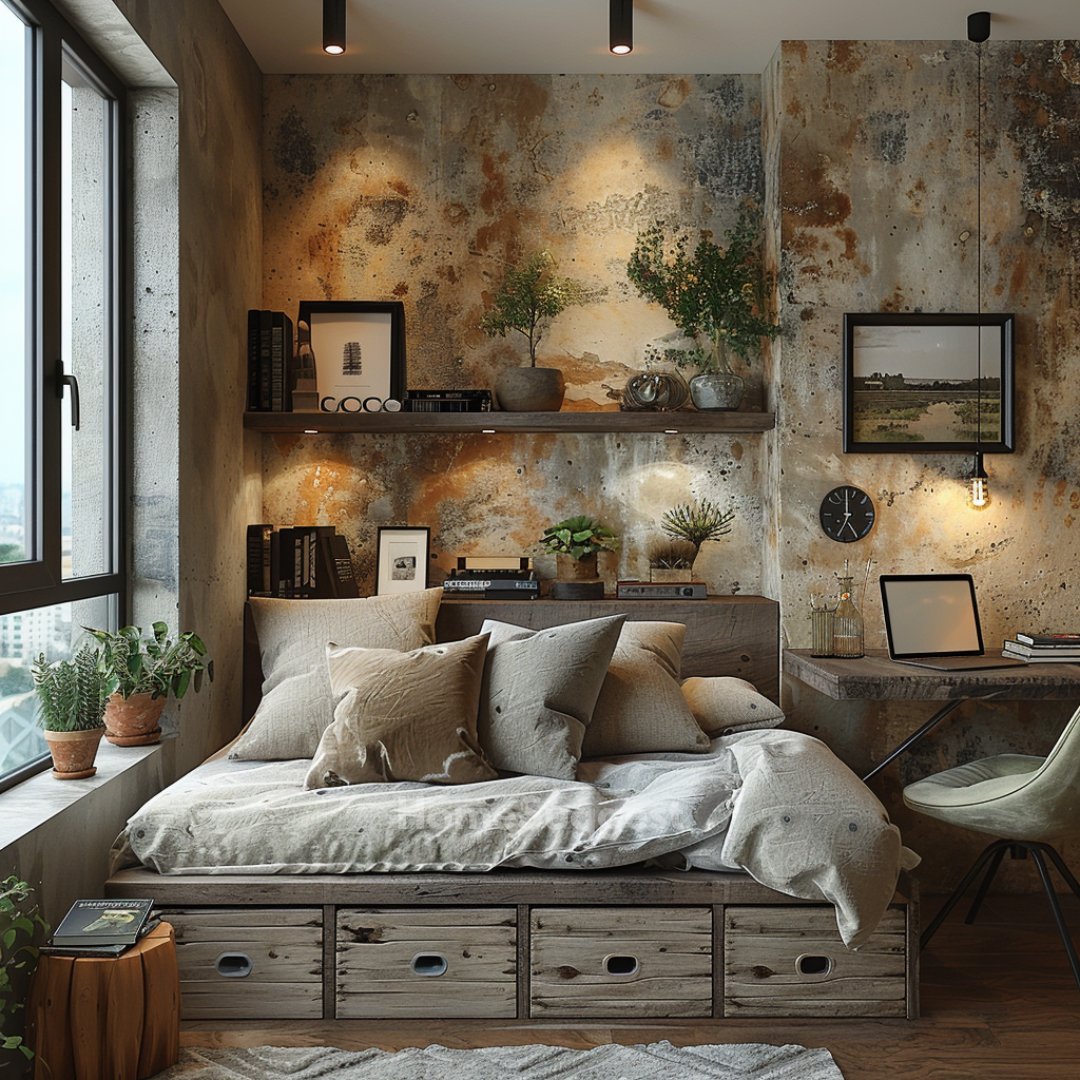 Embrace the allure of urban rustic charm. 🏙️🍂

Revitalize your space with industrial textures and a touch of greenery for a unique, cozy nook. 🌱💡

#UrbanDesign #RusticDecor #InteriorDesign #homedecor