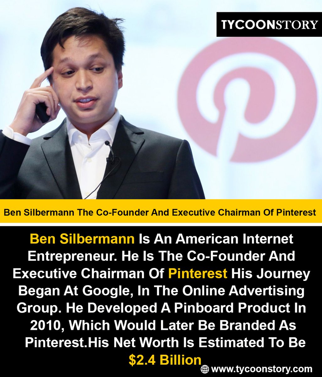 Ben Silbermann The Co-Founder And Executive Chairman Of Pinterest

#BenSilbermann #Pinterest #CoFounder #ExecutiveChairman #PinterestLeadership #TechInnovation #SocialMediaInfluence #EntrepreneurialSpirit #PinterestVisionary  #TechEntrepreneur @Pinterest 

tycoonstory.com