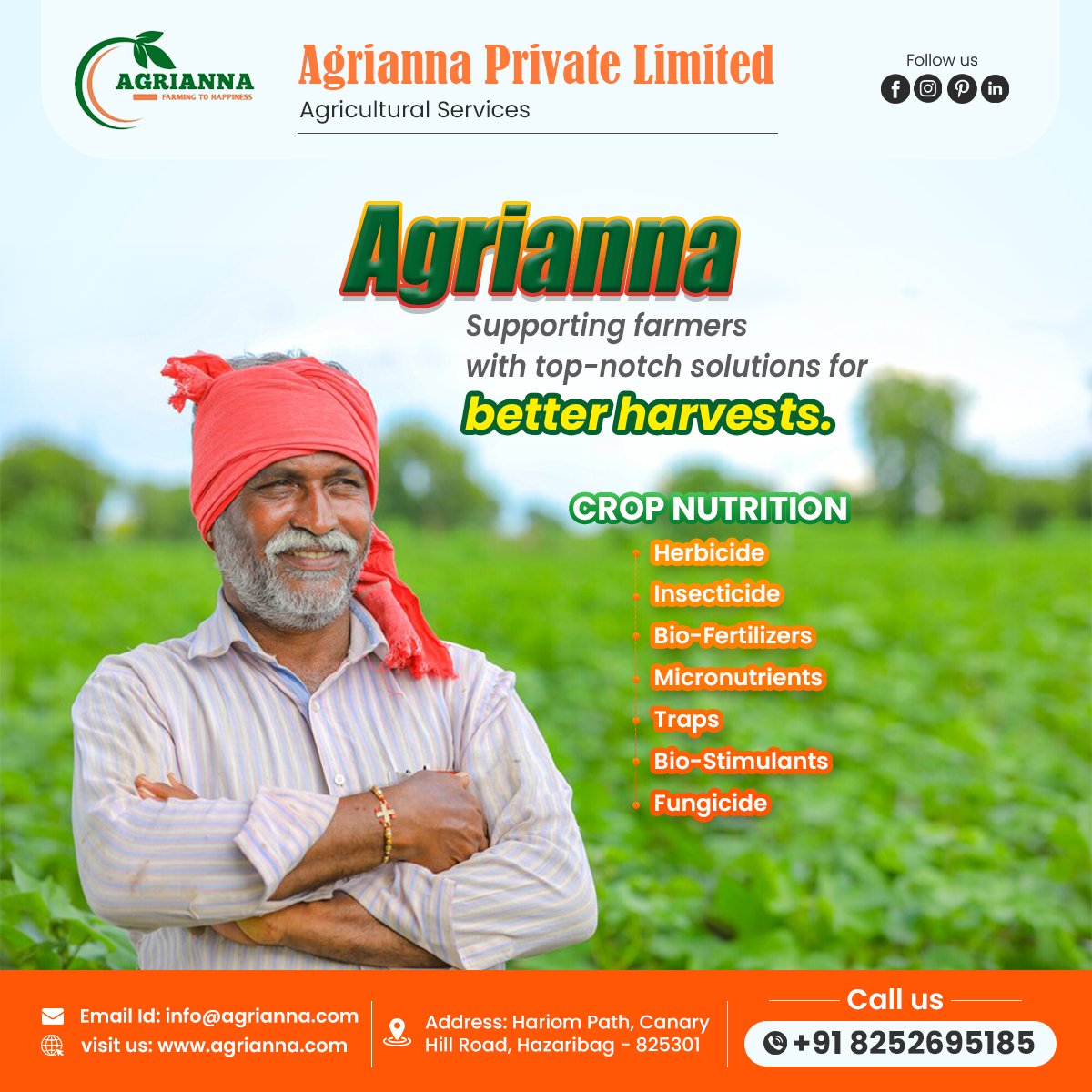 Supporting farmers with top-notch solutions for better harvests. 🌱🚜
Reach us -
Address-Hariom Path, Canary Hill Road, Hazaribag - 825301
Email id- agriannaprivatelimited@gmail.com.
#agrianna #cattlefeed #feed #agricultutre #agriproducts #productivity #greenfuture