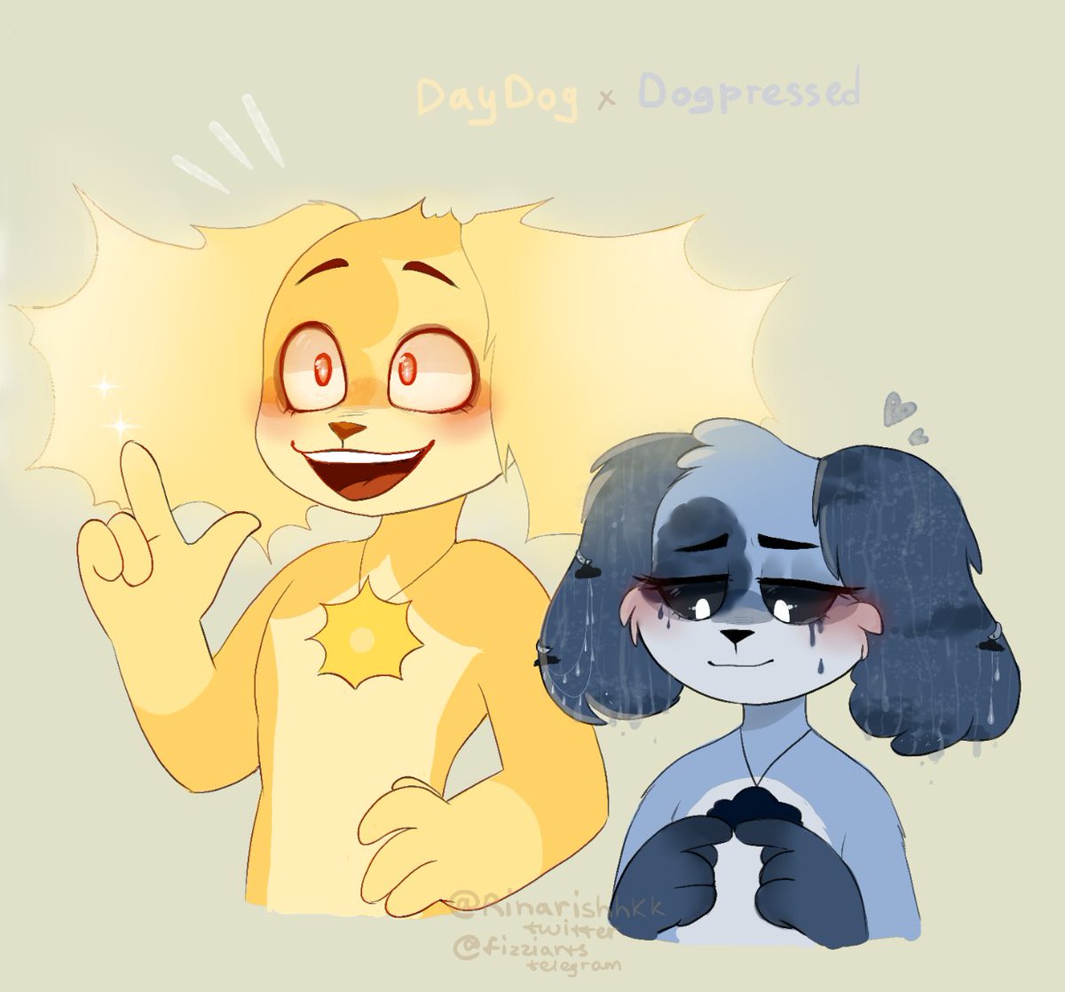 sorry for the abrupt loss 😔🥀
I was sleeping- 
aaannd.. you infected me, I drew them too, lol 
Dogpressed by @/Eggritos 
Daydog by @/Empanadas_1039 

#PoppyPlaytime #art #SmilingCrittersAU #daydog #dogpressed