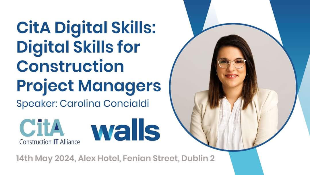 Carolina Concialdi, Training & Development Manager at Walls Construction, will be speaking at the @CITA_Ltd Digital Skills Series, which takes place on May 14th at the Alex Hotel, Fenian Street, Dublin 2. See the event details by following the link: cita.ie/events/digital…