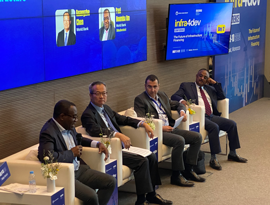 Pleased to participate in a policy panel on Financing Africa's Infrastructure at the #infra4Dev conference. Appreciated the collaborative dialogue with @paul_noumba, @RejaBinyam, and Mounssif Aderkaoui (@UM6P_officiel) on vital initiatives for the region’s development.