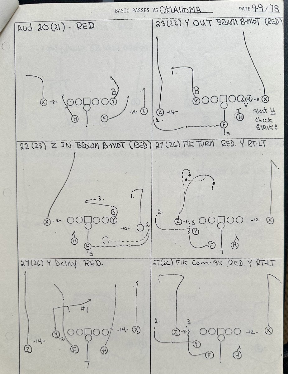 Hey, ⁦@ChaseDaniel⁩ ⁦@danorlovsky7⁩ Saw you guys were breaking down playbooks. Why not start with the master, Bill Walsh? He was HC at Stanford my freshman year. First game was vs Oklahoma. Brown B motion 22 Z in a day one install. Foundation for offenses even today.