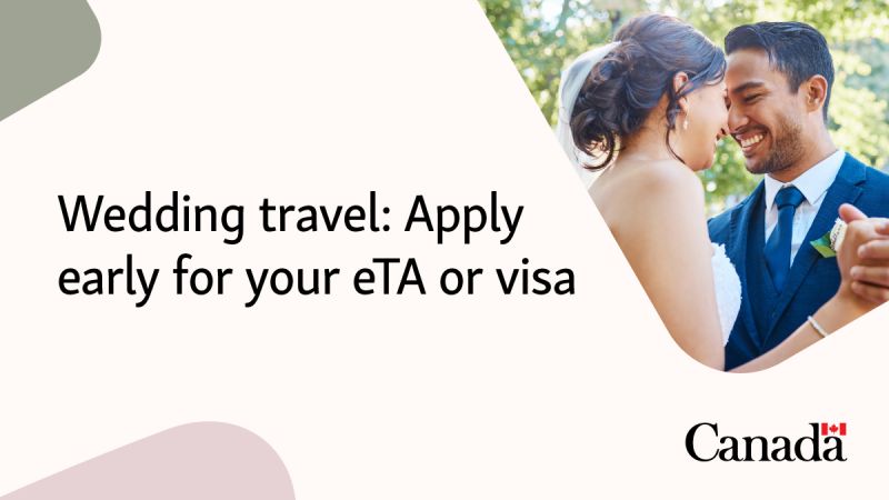 Planning to visit Canada for an upcoming wedding? Find out if you need an electronic travel authorization (eTA) or a visa, and make sure to apply early: bit.ly/3UcOi7z @CitImmCanada