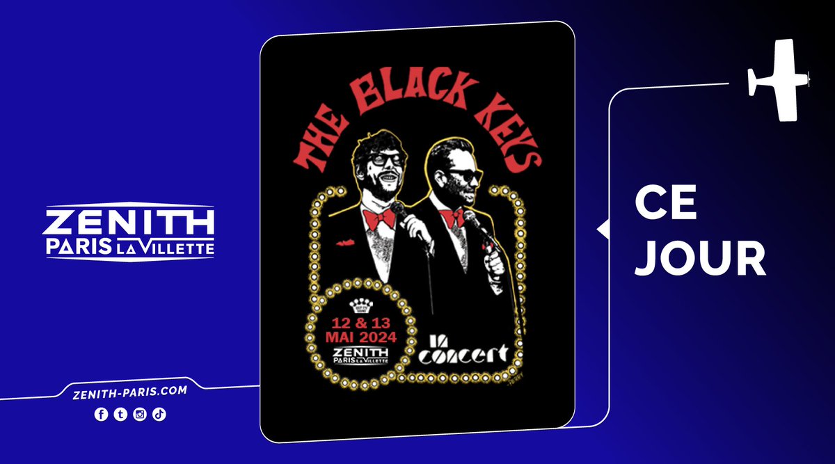 ⏲️ H O R A I R E S ⏲️ Ce soir retrouvez le mythique duo d'Akron @theblackkeys au @Zenith_Paris ! ➡️ 17h30 : Ouverture des portes ➡️ 19h00 : Howlin Jaws ➡️ 20h : The Black Keys Bon show 😎