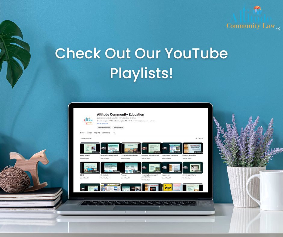 If your association has questions about document amendments, collections, CCIOA, or other issues, check out our YouTube Playlists! youtube.com/@altitudecommu… 
#HOALaw #HOAManager #AltitudeCommunityLaw #ColoradoHOA #HOAEducation #HOAWebinar