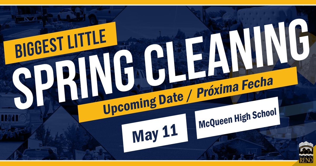 The next 'Biggest Litte Spring Cleaning' is tomorrow, 5/11 at McQueen High School, w/ HERO Environmental Services and Redwood Materials. Bring large trash items, electronics, and household hazardous waste starting at 9a! Find dates and accepted items: bit.ly/RenoSpringClea…