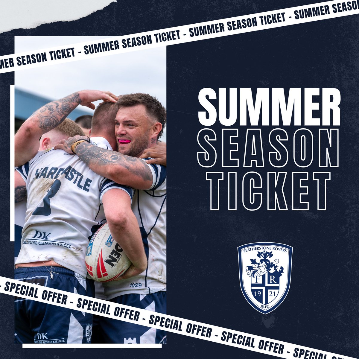 Featherstone Rovers have introduced a Summer Season Ticket for the remaining nine home games at the Millennium Stadium! ☀️🙌🎟️ Adults 18-64 years - £160 Concessions 65+ - £135 Children 2-17 years - £35 Read all about it: featherstonerovers.co.uk/news/rovers-la… #BlueWall