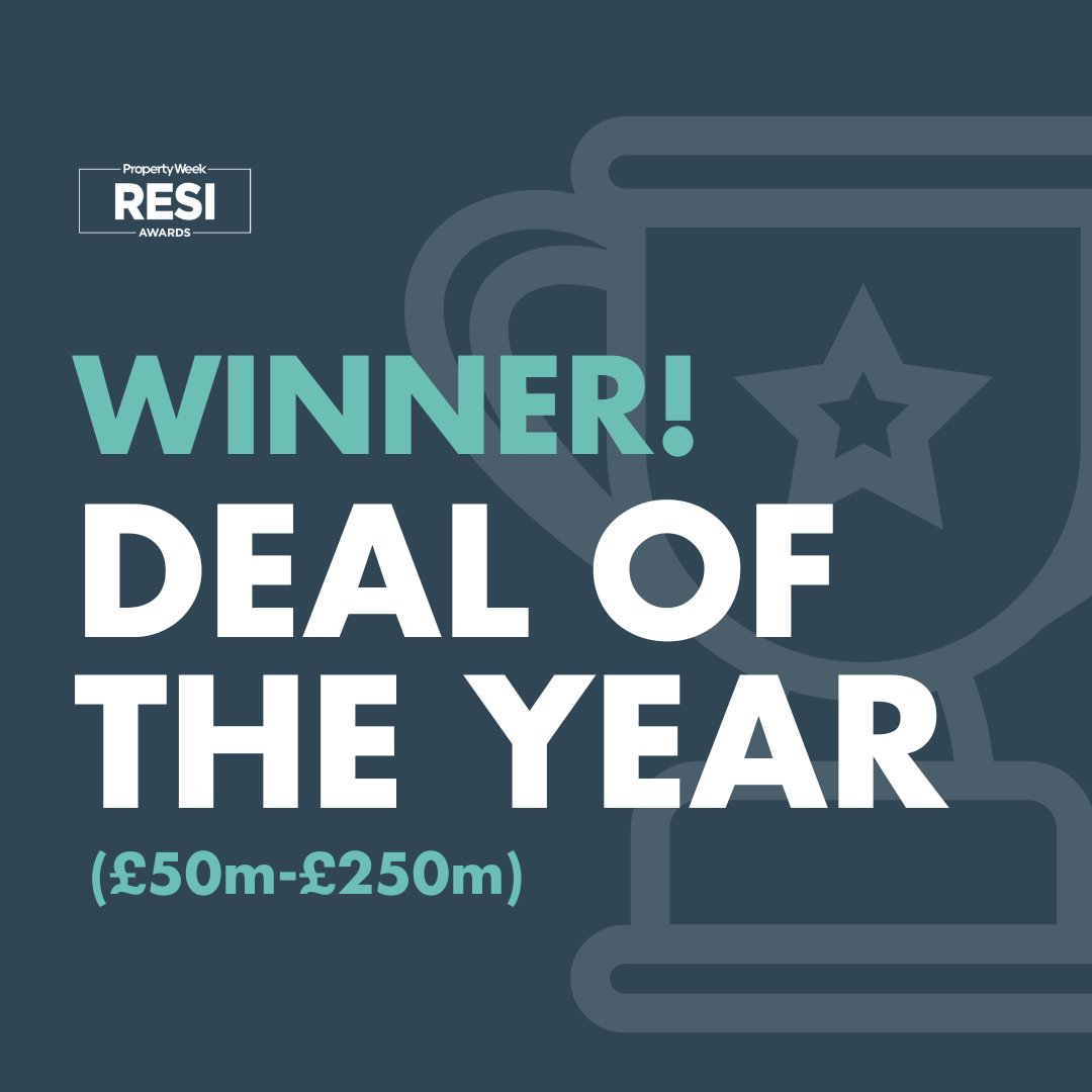 #ICYMI this time last week we won at the @propertyweek RESI Awards 🏆 Our team won the Deal of the Year (£50m-£250m) Award in recognition of our Lumina Village deal in Trafford. Judges said they were “unanimous” in awarding us the accolade. Congratulations to all of the winners