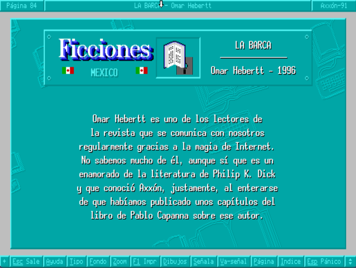 maxifirtman's tweet photo. En breve se cumplen 35 años del nacimiento de Axxón, una revista de ciencia ficción digital gratuita para DOS que se distribuía en diskettes. Luego vino la versión Windows, Palm y finalmente se fue diluyendo convertida en un sitio web.
Arte digital en unos pocos Kb. #RetroIT https://t.co/V5pplqvL4e