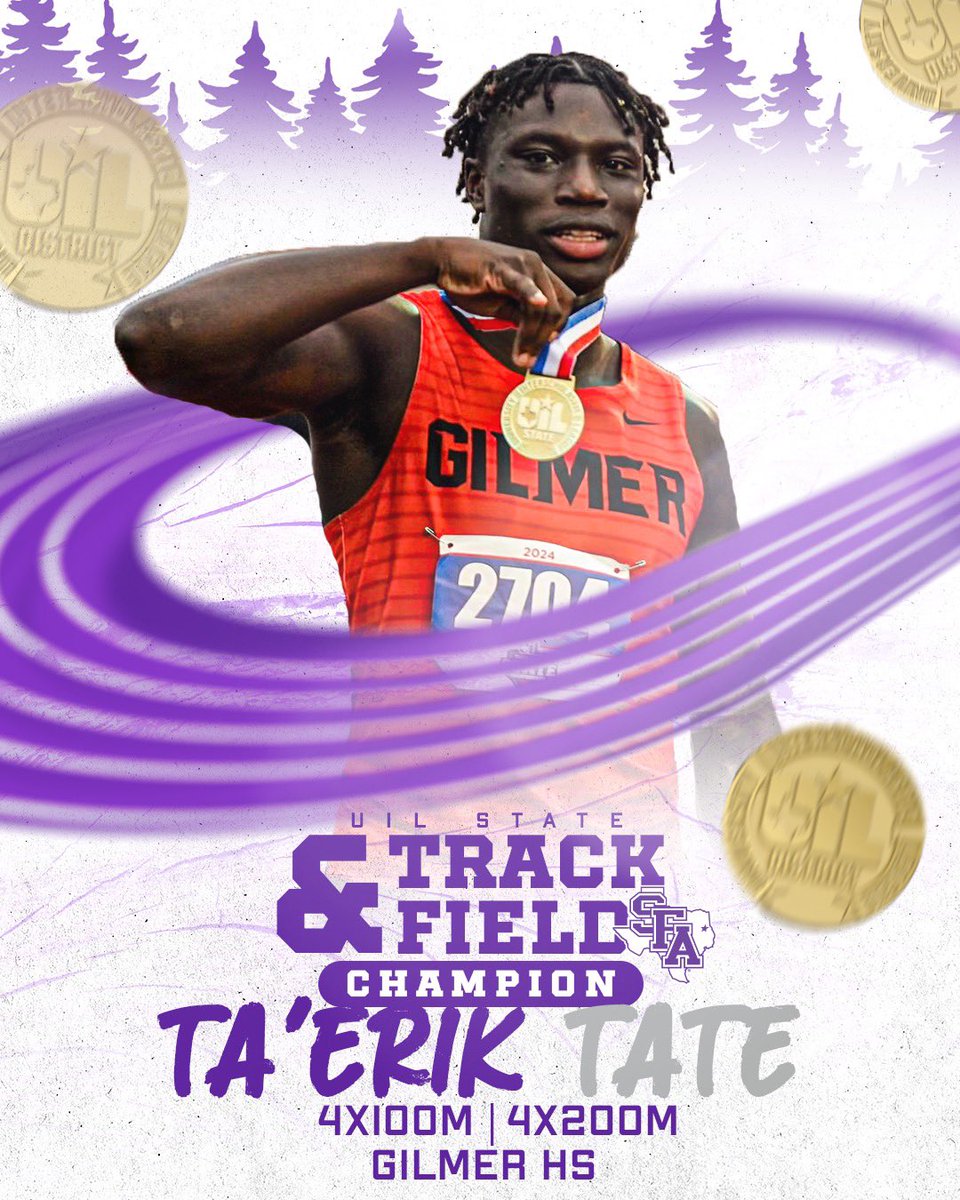 𝐒𝐞𝐫𝐢𝐨𝐮𝐬 ‘𝐉𝐚𝐜𝐤 𝐒𝐩𝐞𝐞𝐝 🪓 Incoming Signee @TaEriktate6 helped Gilmer High School win the 4x100 and the 4x200 4A State Championship! Congratulations Ta’Erik! #AxeEm x #RaiseTheAxe x #EastTexasTough