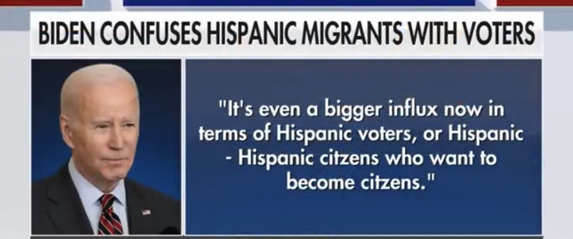 🚨BREAKING: Joe Biden just called the 10-20 Million illegals that have broken into our country “Hispanic voters.”