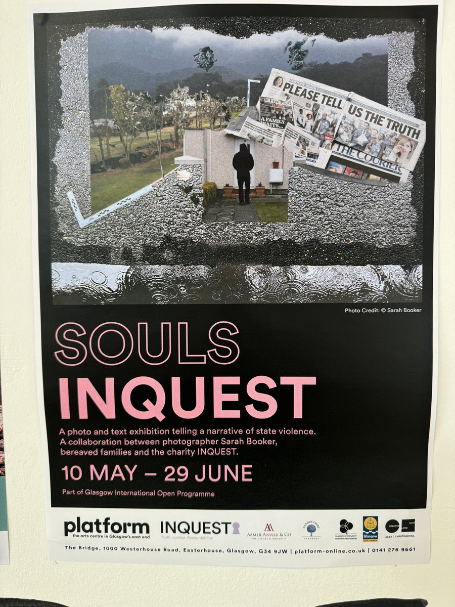 Blown away by the love, connectivity & discussion at #SoulsINQUEST Photography launch @PlatformGlasgow. A lens on state violence and neglect, grief and resistance. Families reclaiming their stories. Important focus on custodial deaths in Scotland & family justice campaigns.