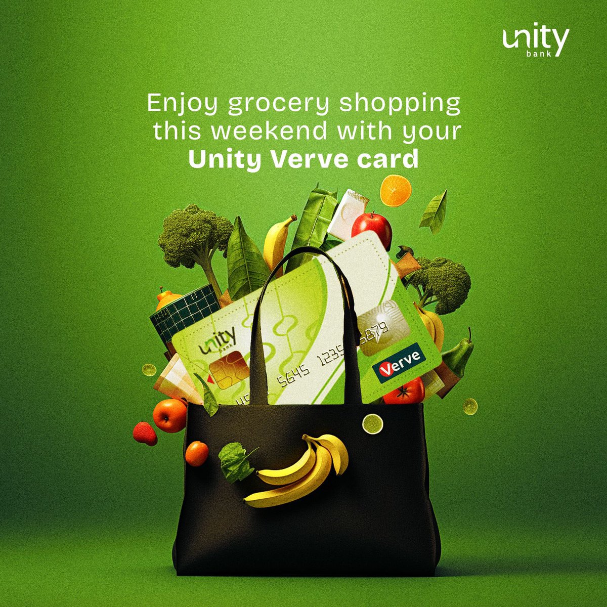 Grab your Unity Bank Verve Card and make grocery shopping seamless this weekend 💳🛒
 
 #tgif #succeedingtogether