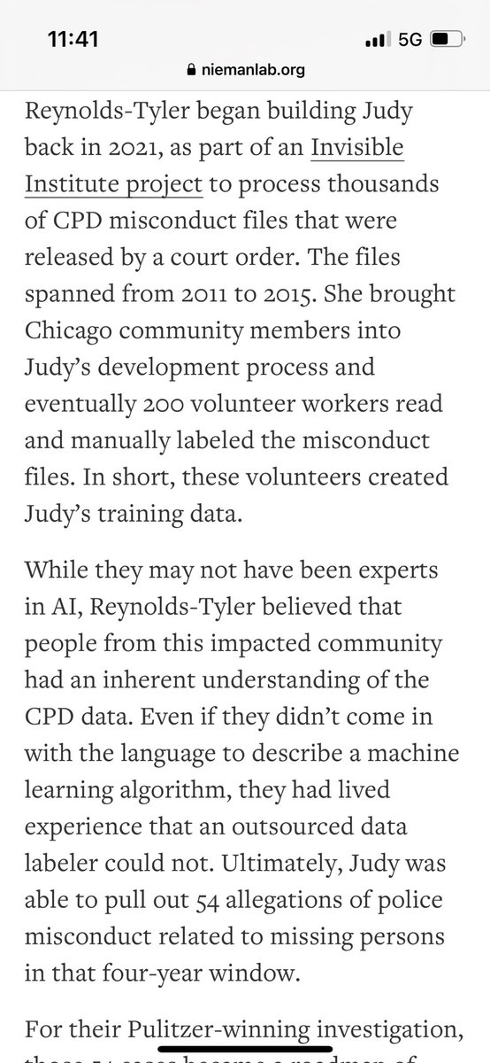 This right here!! Using AI to make investigations MORE human and participatory … “We must make it our business to bring people to the future with us,” Reynolds-Tyler said of AI adoption in investigative reporting. @trinattrill