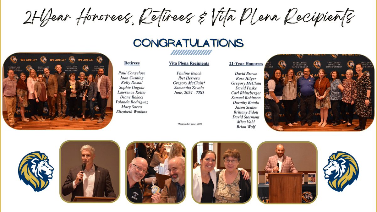 We were proud to honor our Retirement Class of 2024, 21 Years of Service award winners and our Vita Plena award winners. Thanks for all you do! #WeAreLT