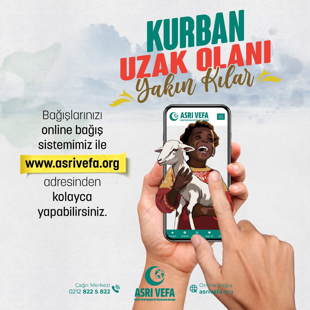 Kurban bağışlarınızı online olarak asrivefa.org sitemizden yapabilirsiniz.

Hisse Bedeli: 3500₺

Detaylı Bilgi ve Online Bağış;
📞02128225822
🌐asrivefa.org

#şimdivefazamanı #asrıvefa