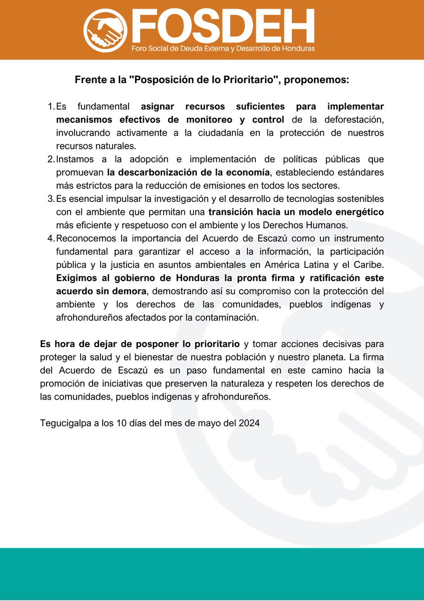 🌍 Ante la creciente urgencia de abordar el tema de la contaminación del aire en #Honduras, en el #FOSDEH nos pronunciamos. ¡Es momento de actuar!

🔍 La calidad del aire, el acceso al agua, la protección de la naturaleza y el cambio climático son temas que nos concierne a todos