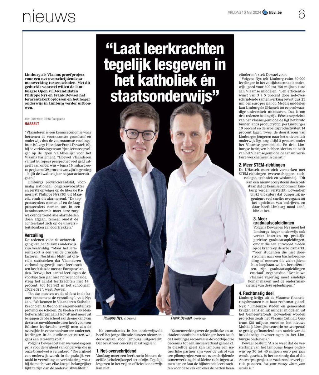 PhilippeNys's tweet photo. Tijd om naar net-overschrijdende samenwerking te gaan voor kleine klassen en richtingen. Een (deel van de ) oplossing voor het lerarentekort.
Tegelijk kan je de vrijgekomen middelen inzetten in het lager & hoger onderwijs. Lees meer in ons Limburgs onderwijsplan👇#pilootproject https://t.co/YsewW3qaLr