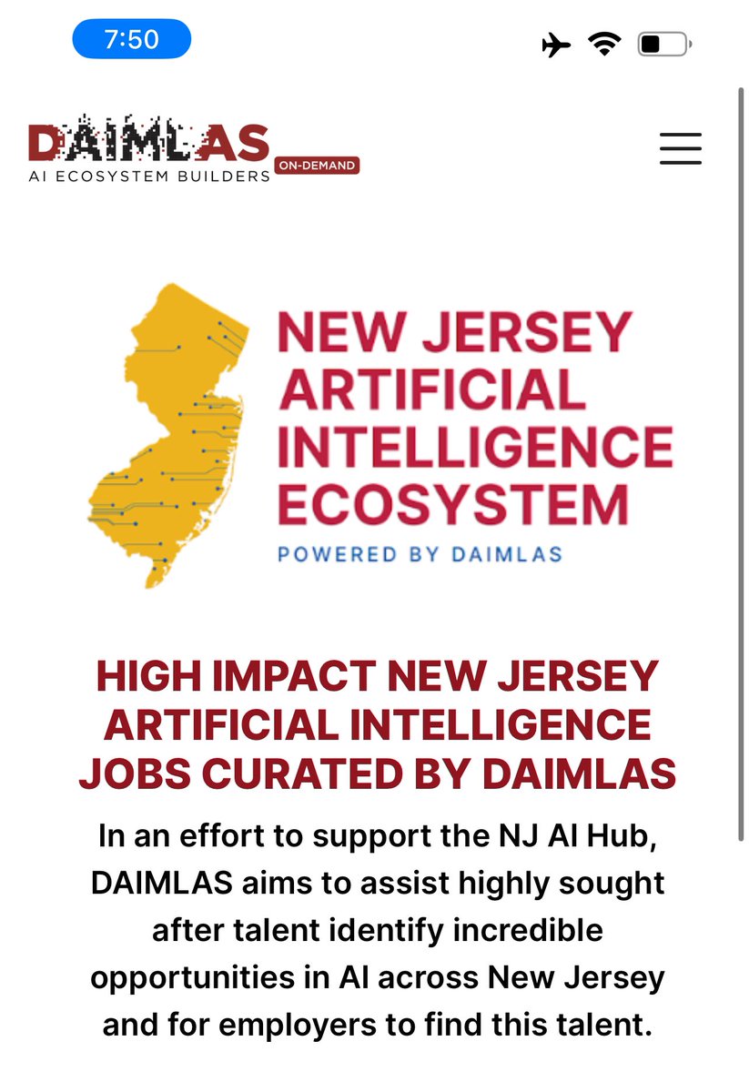 All the New Jersey artificial intelligence jobs on one platform, currently there are 83 AI jobs in NJ aijobsnj.com #hbs2024 #classof2024 #mit2024 #harvard2024 #njit2024 #rutgers2024 #rutgers @Technical_ly @RutgersCS @NJITYingWu