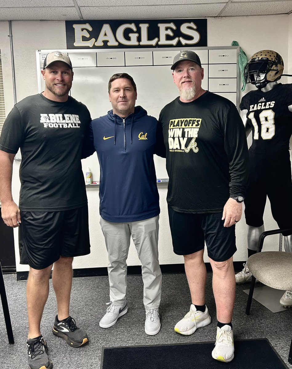 Great to see our good buddy <a href="/_CoachGilbert/">Sterlin Gilbert</a> and <a href="/CalFootball/">Cal Football</a> 
Appreciate you stopping by and checking out of our <a href="/AbileneEagleFB/">Abilene Eagle Football</a> players.
#Ramfam