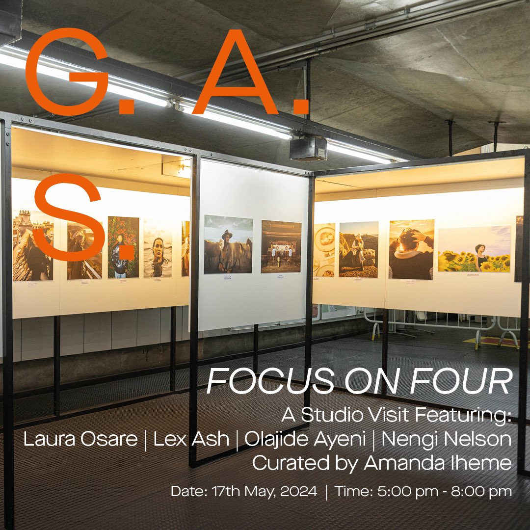 I’m inviting you to 'Focus on Four', a photography presentation curated by resident Amanda Iheme. I’ll be showing alongside some incredible artists.

Date: 17th May 2024
Time: 5pm - 8pm
Location: G.A.S. Foundation, 9b, Hakeem Dickson Drive, Oniru

RSVP: guestartistsspace.com/News/event-foc…