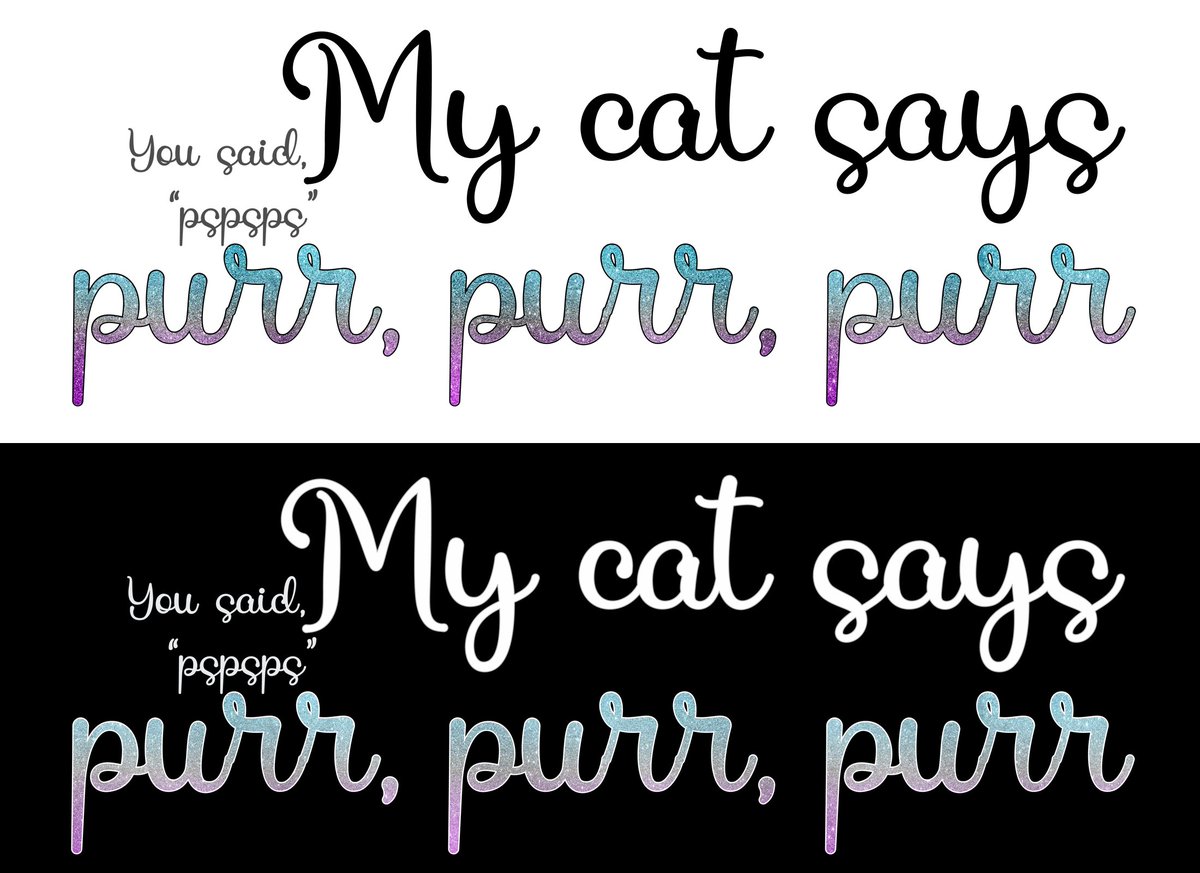 My cat says purr, purr, purr

For all those wonderful people who tell our cats 'pspsps'!

#TheTangentorum #Tangentorum_diediedie #redbubble #printondemand #findyourthing #art #cats
White: redbubble.com/shop/ap/161077…
Black: redbubble.com/shop/ap/161073…