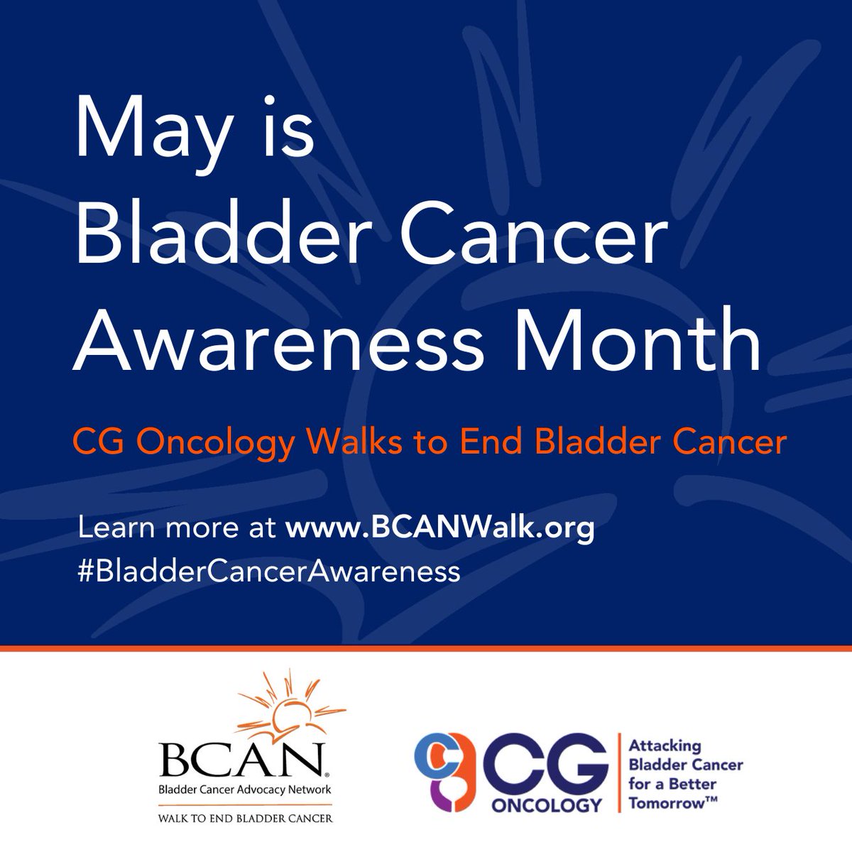This #BladderCancerAwarenessMonth, join us in the @BladderCancerUS (#BCAN) 2024 Walk to End Bladder Cancer. Every step you take makes a difference by spreading awareness & advancing #bladdercancer research. Sign up with a @CGOncology Team or  virtually at bit.ly/3x65qD3