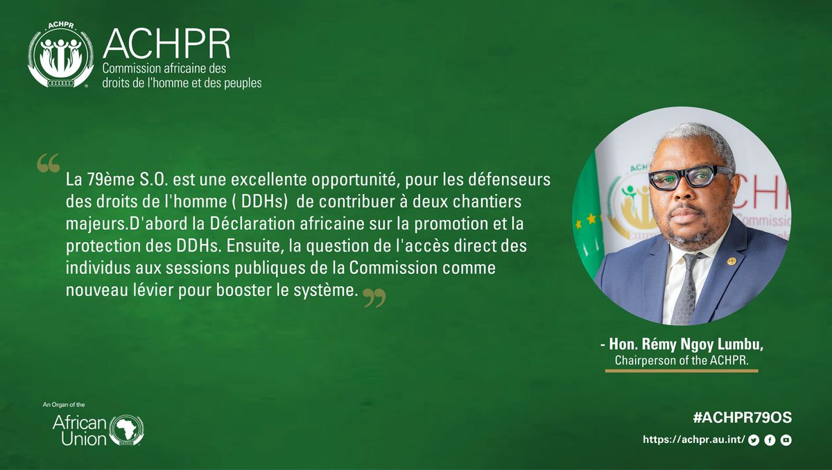 Se préparant pour la 79ème session ordinaire, notre Président @remyngol souligne l'importance de se mobiliser pour ce grand rassemblement. #ACHPR79OS