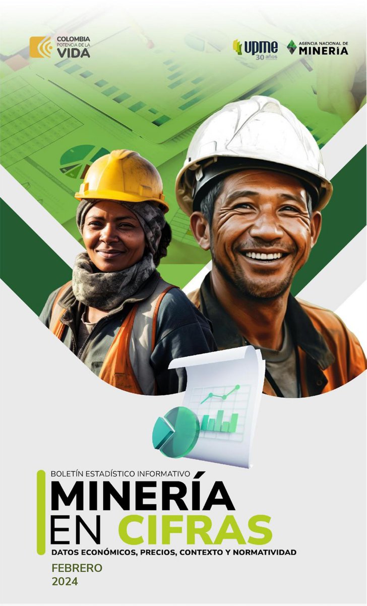 El Boletín Estadístico Informativo, 'Minería en Cifras', es el resultado del esfuerzo conjunto entre la UPME y la @ANMColombia, en el cual se ofrecen datos actualizados sobre la actividad minera en Colombia, precios internacionales de minerales y nuevas normas en el sector.