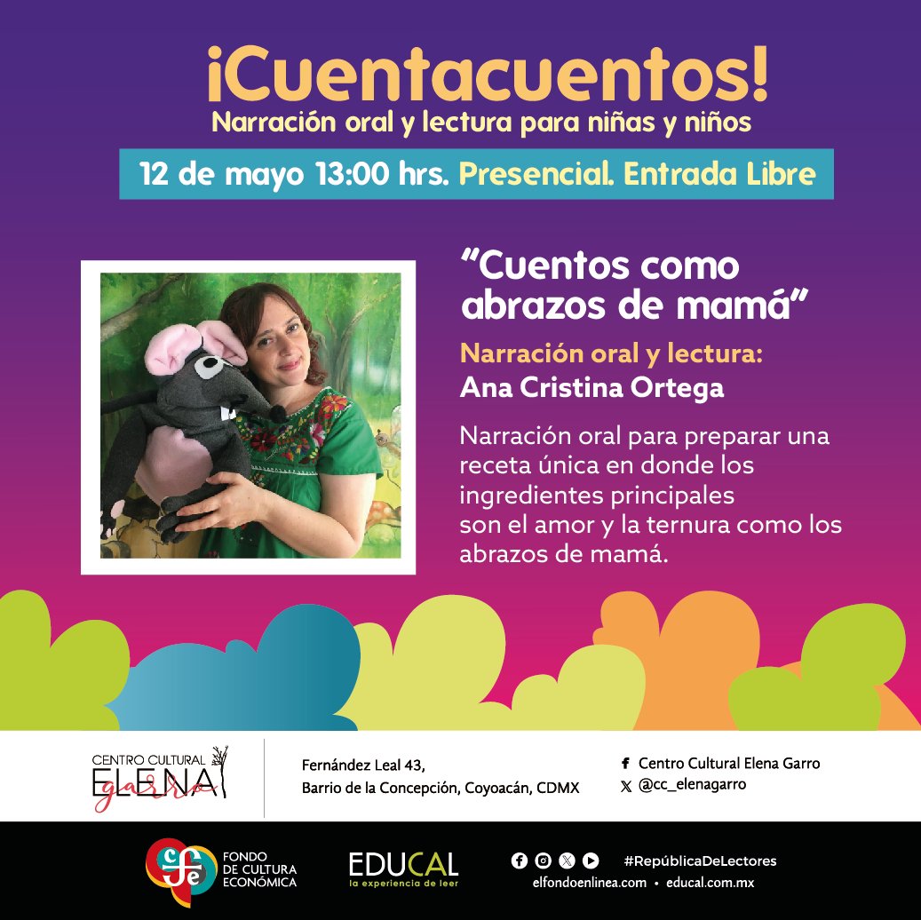 #ActividadesCCEG Los esperamos sábado y domingo en el #CCEG 🔵Lectura y movimiento. 🟠Imaginación, música y baile. 🟢 #cuentacuentos #EntradaLibre #RepúblicaDeLectores @LibreriasEducal