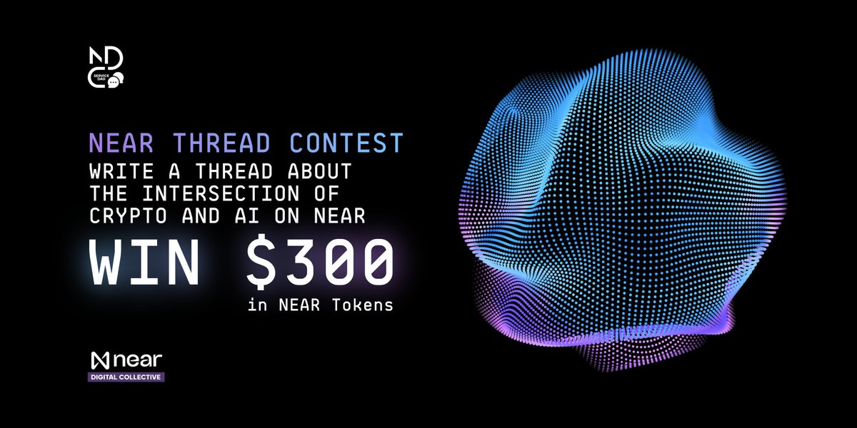 ⛓️ AI & NEAR THREAD CONTEST

Prize: $300 in USDC shared between 5 best threads! 🔥

Task: Write a thread about the intersection of Crypto & AI on @NEARProtocol.

How to submit: Write thread, post on X, tag @NEARWEEK + #NEAR & comment link.

Throw the link to your thread below! 👇