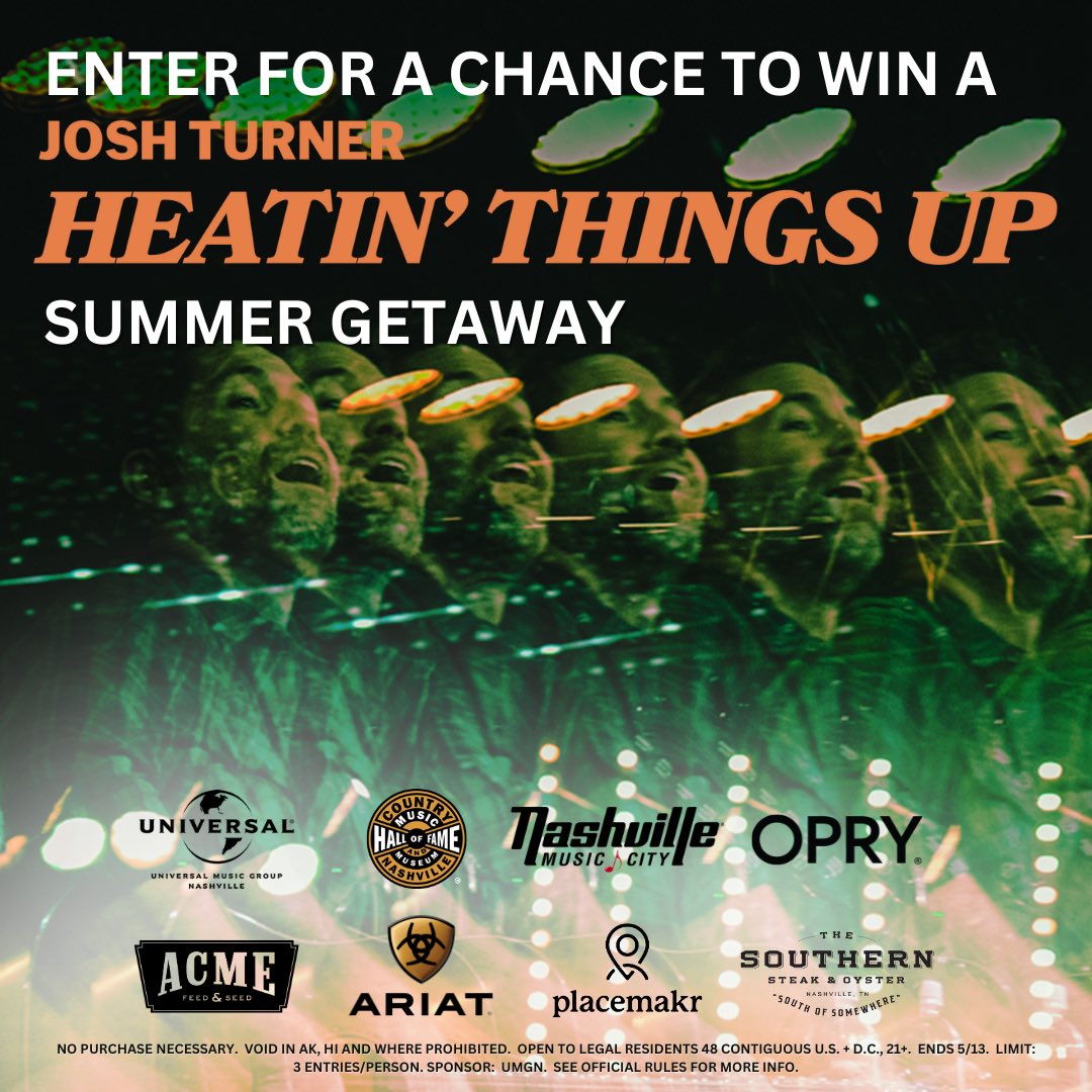 We're heatin' things up this summer with @joshturnermusic! Enter for a chance to win a summer getaway to Nashville, TN to see Josh perform at SkyDeck and so much more! joshturner.lnk.to/HeatinThingsUp…