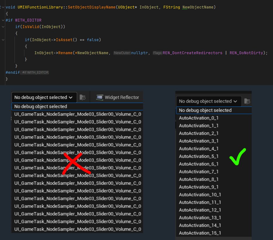 Quick tip for any spawned object in the editor (Actors, widgets, etc). You can easily rename them after creation.

Makes it a lot easier to sift through during debugging.
#UnrealEngine #UETips #Gamedev